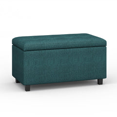 Gallery 34 inch Wide Storage Ottoman in Teal Polyester Fabric