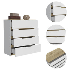 Vista Dresser, Superior Top, Four Drawers -White / Light Oak