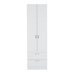 Perseus 76" High Armoire Wardrove Closet with 2 Drawers, Double Door Cabinet , One Shelf and Hanging Rod, Bedroom Clothes Storage Cabinet Organizer