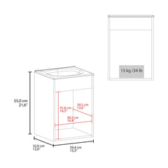 Tale Floating Wide One-Door Vanity With Resin Sink And Two Shelves, Bathroom Storage, White