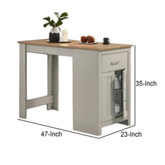 3 Piece Counter Height Dining Table Kitchen Island With Storage, Gray