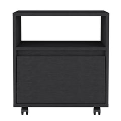 Aria Nightstand , End Table, Side Table Casters, Single Drawer-Black
