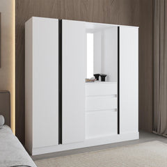 Hestia 1,80 Armoire With Double Doors, Hanging Rod And Interior Shelves, White