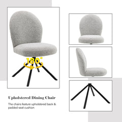 Nebula Gray Boucle Side Chair with Swivel (Set of 2)