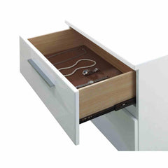 Contemporary Style 1pc Nightstand English Dovetail Drawers Lacquer Coating Chrome Handles And Legs Glossy White Finish Bedroom Furniture