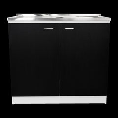 Pulsar Utility Sink With Cabinet, Double Door, One Shelf -White / Black