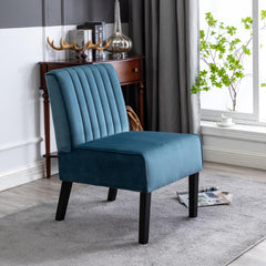 Venus Mid Century Modern Accent Chairs Set of 2 with Minimalist Design, Elegant Velvet Upholstery and Solid Wood Legs, Ideal for Living Room or Bedroom, Blue