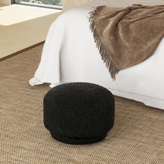 Tale 15" Mushroom Footstool Ottoman, Ebony Black Boucle