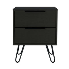 Vault 2 Nightstand , End Table, Side Table Four Legs, Two Drawers -Black