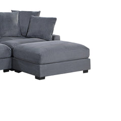 Living Room Furniture 1pc Ottoman Dark Gray Corduroy Soft Cushion Cocktail Ottoman Wood Legs