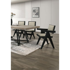 Dining Room Black Arm Chairs Light Gray Upholstery Seat 2pc Dining Arm Chairs Dining Room Furniture