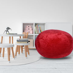 Sanctuary Velvet Bean Bag Chair, Red-5ft Plush Floor Chair for Kids and Adults w/ Washable Cover, Lounge Chair with Stretchable Fabric, Comfy Bedroom Chair, Filled with Shredded and Memory Foam.
