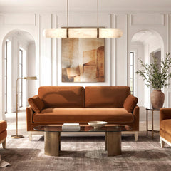 Asgard 75.5" Modern Farmhouse Sofa, Burnt Orange Performance Velvet