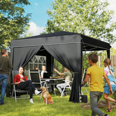 10 x 10 ft Pop Up Canopy Tent with Sidewalls, UPF50+ Outdoor Portable Instant Canopy Shelter with Carry Bag, Black