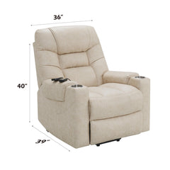 Valhalla Ivory Leather Aire Power Motion Recliner with Lift, Heating & Massage Function