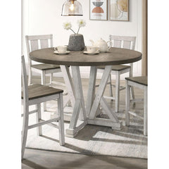 Mercury Height Dining 5pc Set Antique White Rustic Style Table Two-Tone Design 4x Chairs Dining Room Furniture