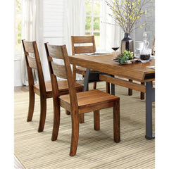 Dark Oak Rustic Style Solid wood Kitchen Set of 2pc Dining Chairs Panel Back Chairs Dining Room