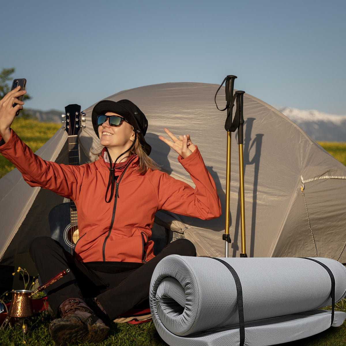 Memory Foam Camping Mattress - 75"x30"x4" Perfect for Outdoor Activities, RVs, Guest Rooms, and Dorms; Foldable, Portable, with Water-Resistant Zipper Cover, CertiPUR-US Certified
