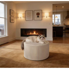 Corduroy Upholstery Full Compressed Ottoman