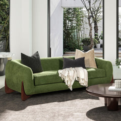 Vista 90.5" Sherpa Sofa, Moss Green Fleeced Teddy