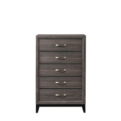 1pc Contemporary 5-Drawer Tall Chest Gray Finish Wooden Bedroom Furniture