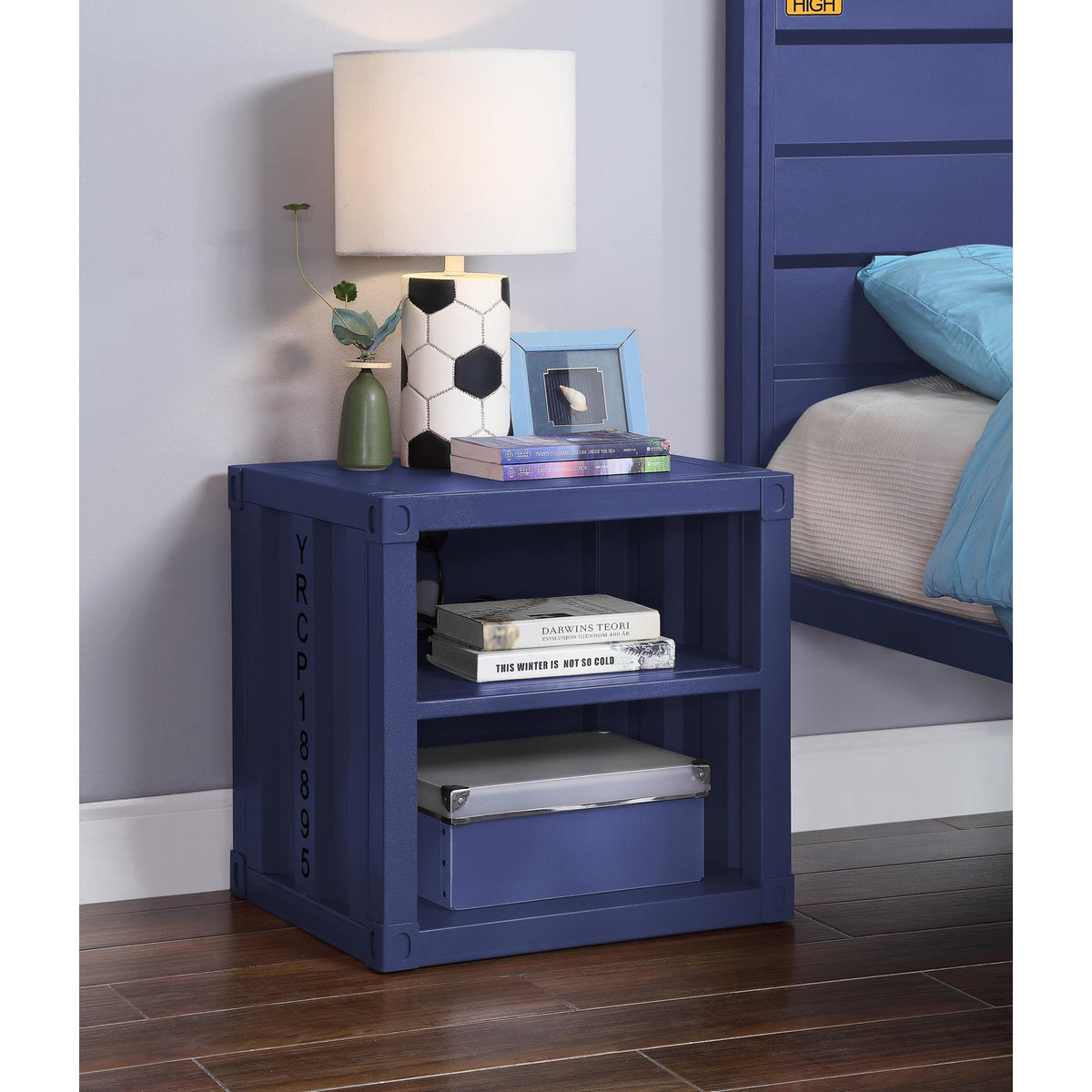 Odysseus Blue Finish Nightstand W/USB