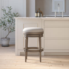 31"H Backless Swivel Bar Stool, Weathered Gray, 1PC