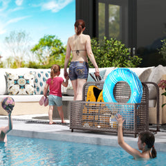 Pool Float Storage, Pool Caddy, with Wheels, 43.25" L x 22.5" W x 28" H, Light Gray