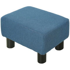 Ottoman Foot Rest, Small Foot Stool with Linen Fabric Upholstery and Plastic Legs, Cube Ottoman for Living Room, Blue