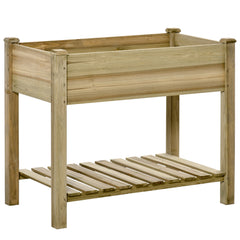 36" x 20" x 30" Raised Garden Bed, Elevated Wood Planter Box with Legs and Storage Shelf for Backyard, Patio, Balcony to Grow Vegetables, Herbs, and Flowers