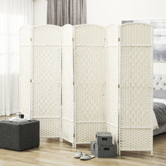 Folding Room Divider Screen 6 Panel 6' Tall Privacy Screen Freestanding Wood Partition for Home Office, White
