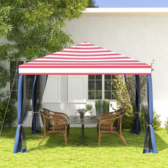 10' x 10' Outdoor Pop-Up Canopy with Sidewalls, Mesh Walls, Instant Setup for Party, Events, Patio, Lawn, American Flag