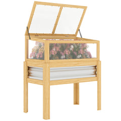 Raised Garden Bed with Mini Greenhouse, Elevated Planter Box with Legs and Bed Liner for Flowers, Vegetables