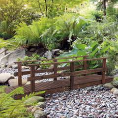 7' Garden Bridge Wooden Footbridge for Backyard Ponds, Creeks, Streams, Strained Finish