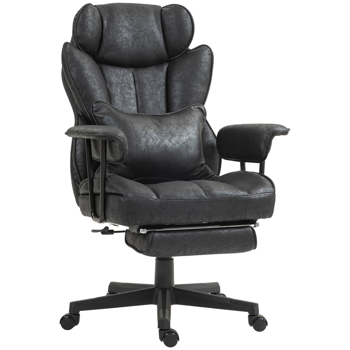 396lbs. Big and Tall Office Chair, Executive Office Chair with Footrest, Lumbar Support, and Reclining Function, Black