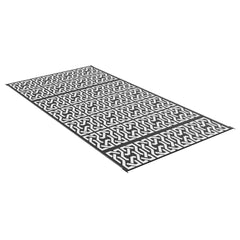 Reversible Outdoor Rug Carpet RV Camping Rugs with Carry Bag, 9' x 18', Black & White Chain