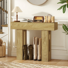 42 Inch Console Table, Sofa Table Behind the Couch with Thickened Tabletop for Living Room, Hallway, Entrance, Oak