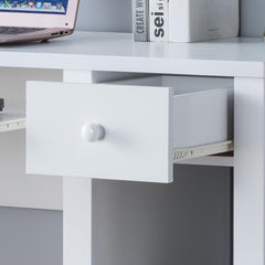 Avalon desk with hutch home office desk 39"W Compact desk Writing Desk Laptop Desk White One drawer Keyboard Drawer Wooden Knob