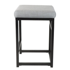 Cosmos Back Metal Counter Stool with Fabric Upholstered Padded Seat, Gray and Black