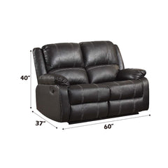Cassandra Black Synthetic Leather Recliner Loveseat
