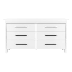Museum 6 Drawer Double Dresser, Four Legs, Superior Top -White