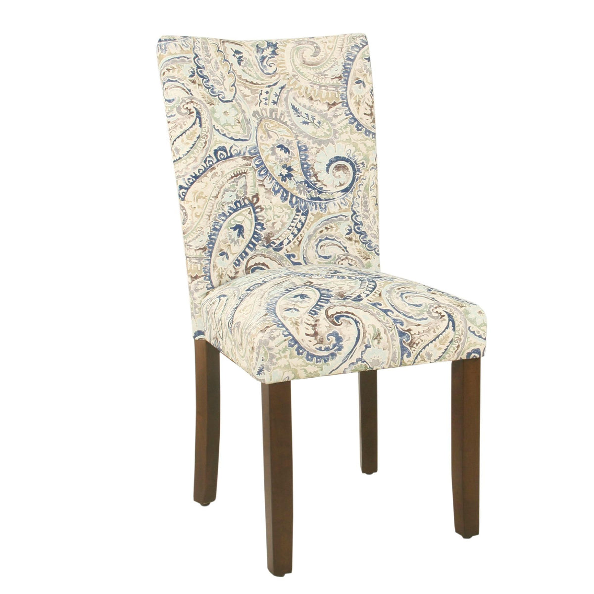 Vertex Parsons Dining Chair Set of 2, Cream Blue Velvet Paisley Print