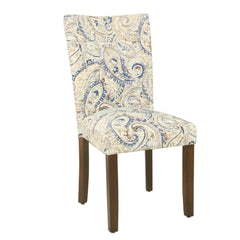 Vertex Parsons Dining Chair Set of 2, Cream Blue Velvet Paisley Print
