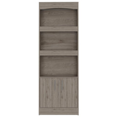 Bookcase, Three Shelves, Double Door Cabinet, Metal Hardware, Light Gray