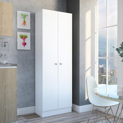 Valhalla Pantry Cabinet, Five Shelves, Double Door Cabinet -White