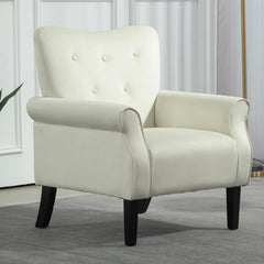 Mid-Century Modern Wingback Accent Chair, Upholstered Fabric Armchair with Sturdy Wood Legs, High-Back Padded Club Chair for Living Room Bedroom Office