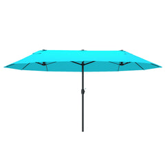Patio Umbrella 15ft Double-Sided Outdoor Market Extra Large Umbrella with Crank Handle for Backyard, Light Blue