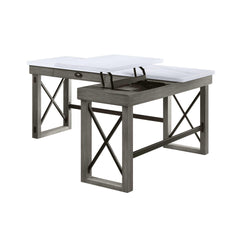 Pinnacle Marble Top Weathered Gray Finish Writing Desk with Lift Top