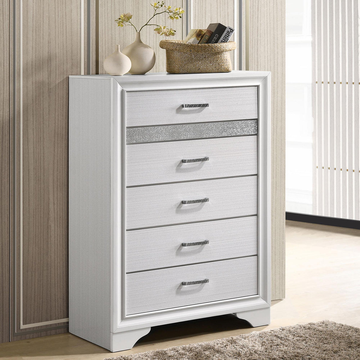 Pulsar White 6-drawer Bedroom Chest