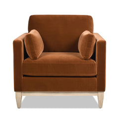 Revelation 36" Modern Farmhouse Arm Chair, Burnt Orange Performance Velvet